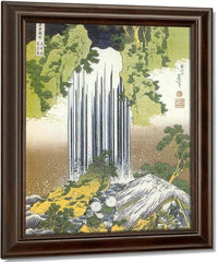 Two Men Admiring Yoro Waterfall By Hokusai Fine Art Print