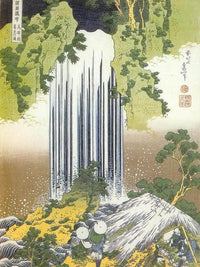 Two Men Admiring Yoro Waterfall By Hokusai Fine Art Print