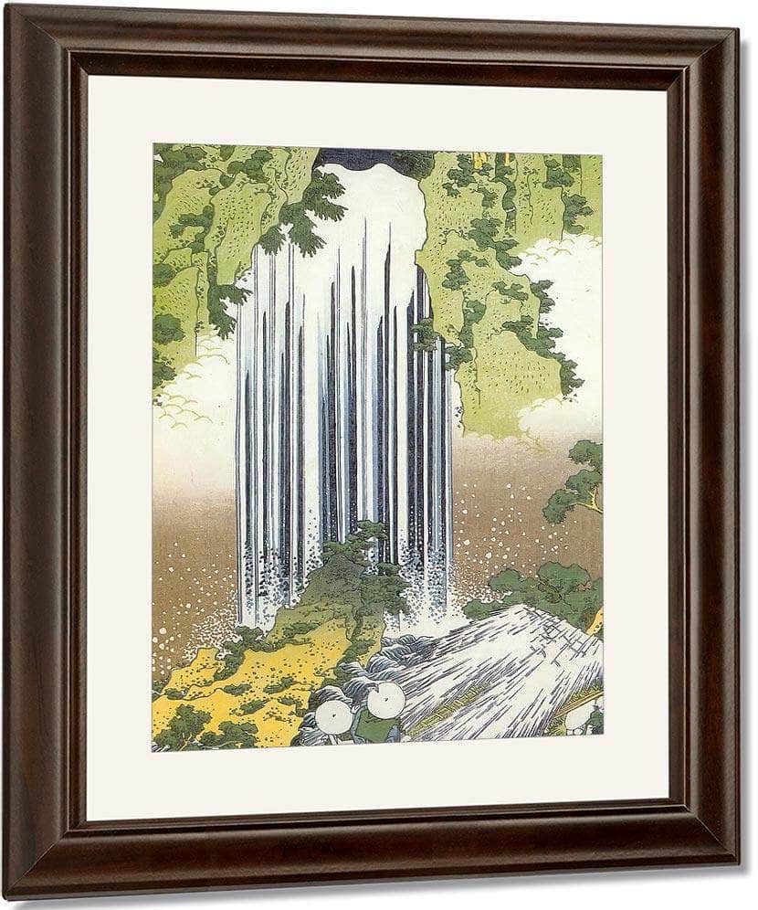 Two Men Admiring Yoro Waterfall By Hokusai Fine Art Print