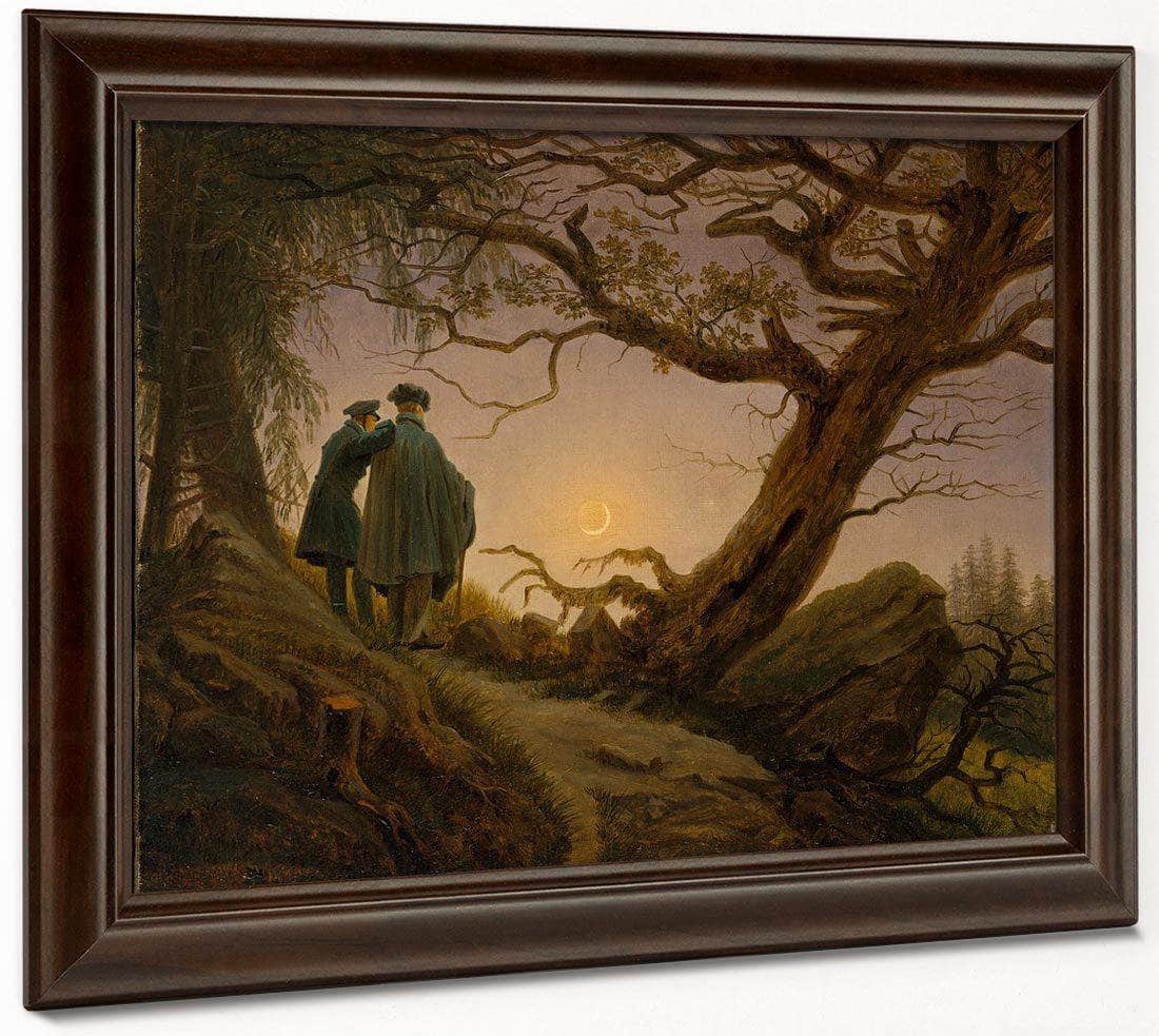 Two Men Contemplating The Moon 1830 By Caspar David Friedrich Fine Art Print