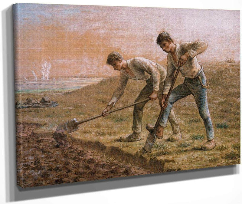 Two Men Turning Over The Soil By Jean Francois Millet Fine Art Print
