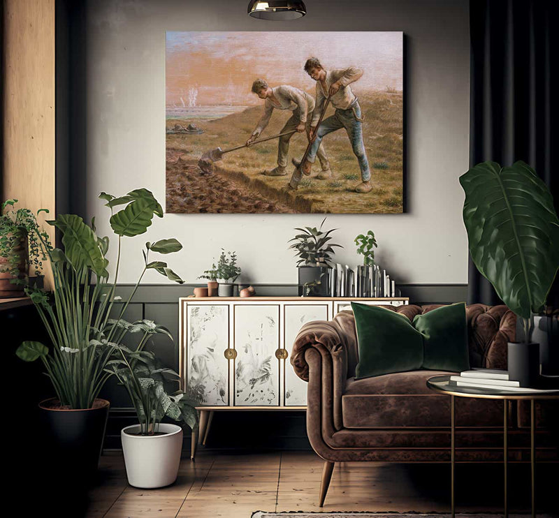 Two Men Turning Over The Soil By Jean Francois Millet Fine Art Print