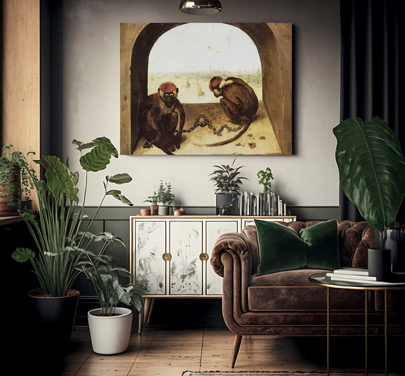Two Monkeys 1562 By Pieter Bruegel Fine Art Print