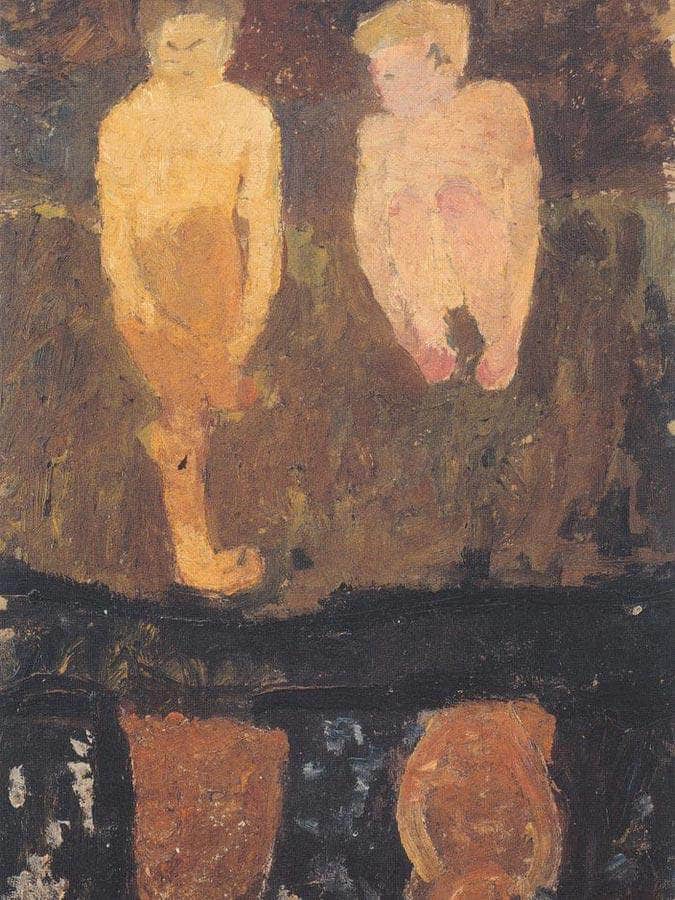 Two Naked Boys Squatting On The Shore Paula Modersohn Becker Reproduction Fine Art Print