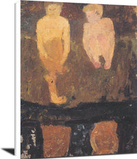 Two Naked Boys Squatting On The Shore Paula Modersohn Becker Reproduction Fine Art Print