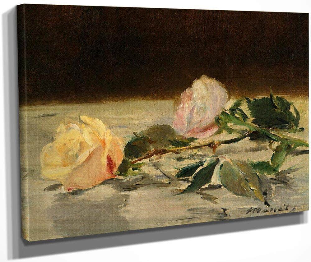 Two Roses On A Tablecloth By Manet Edouard Fine Art Print