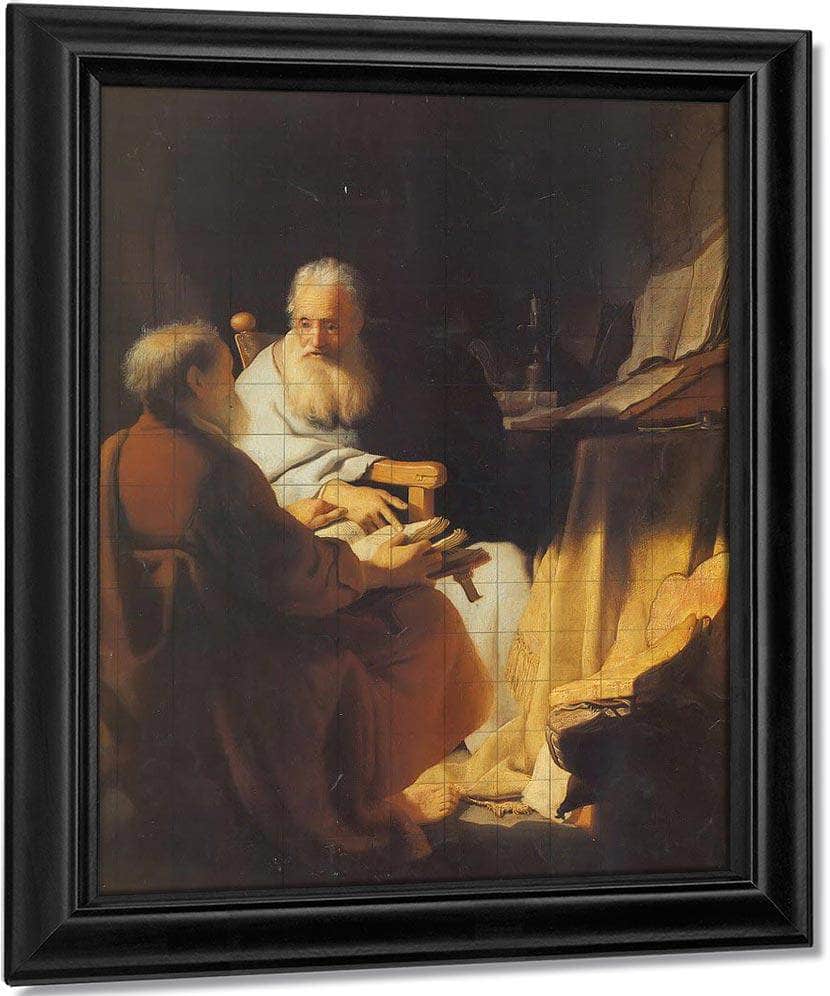 Two Scholars Disputing By Rembrandt Fine Art Print
