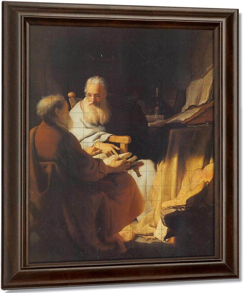 Two Scholars Disputing By Rembrandt Fine Art Print