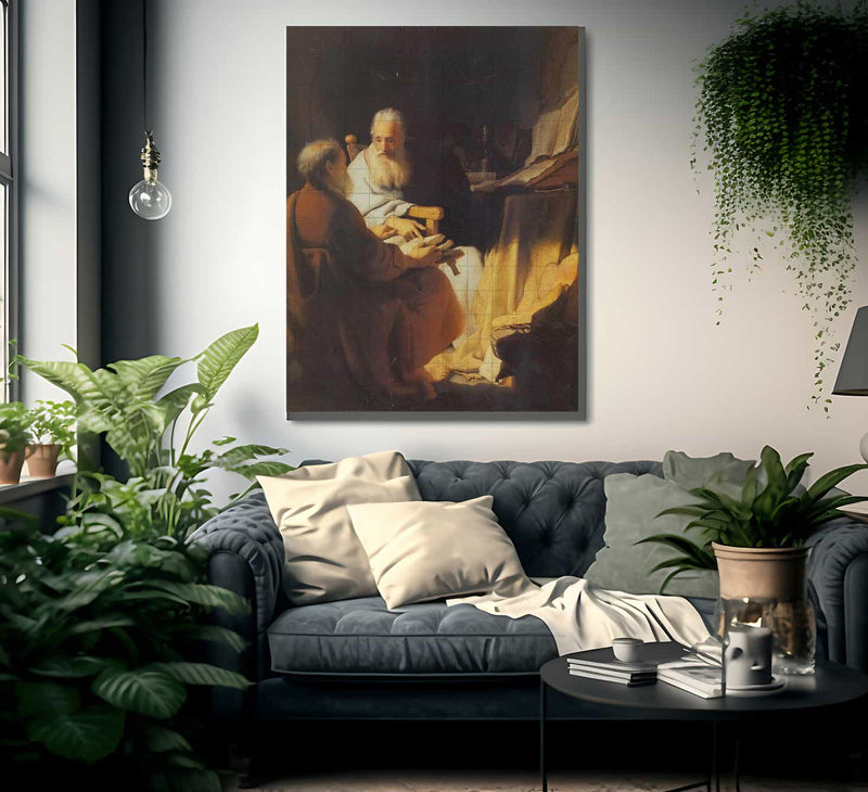 Two Scholars Disputing By Rembrandt Fine Art Print