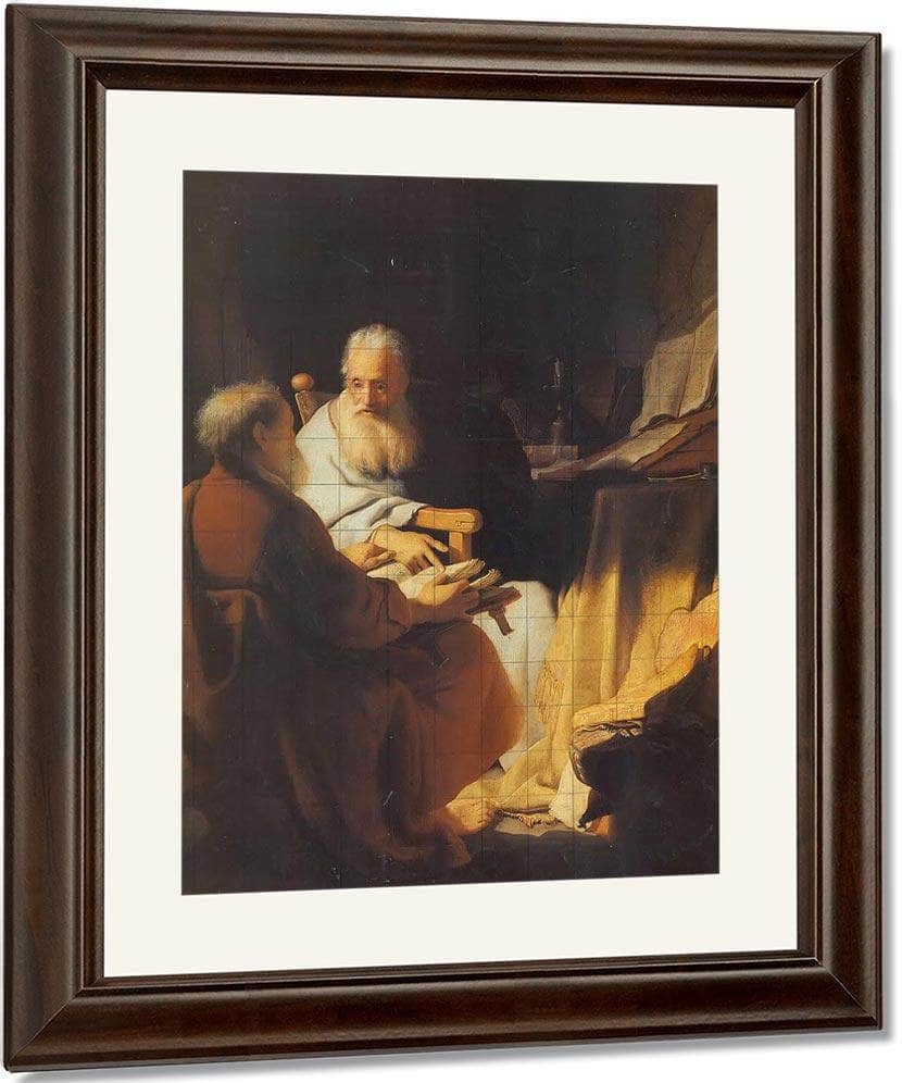 Two Scholars Disputing By Rembrandt Fine Art Print