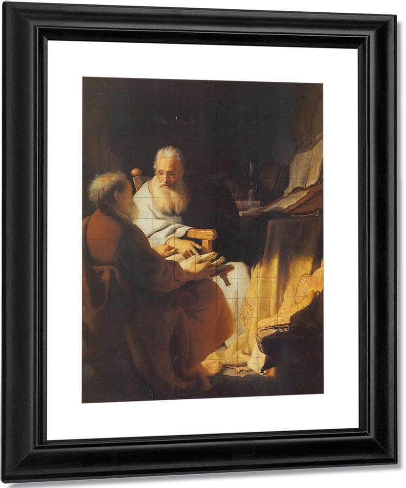 Two Scholars Disputing By Rembrandt Fine Art Print