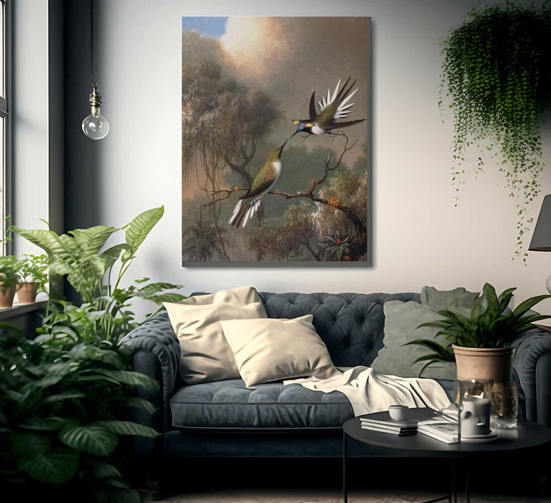 Two Sun Gems On A Branch By Martin Johnson Heade Fine Art Print