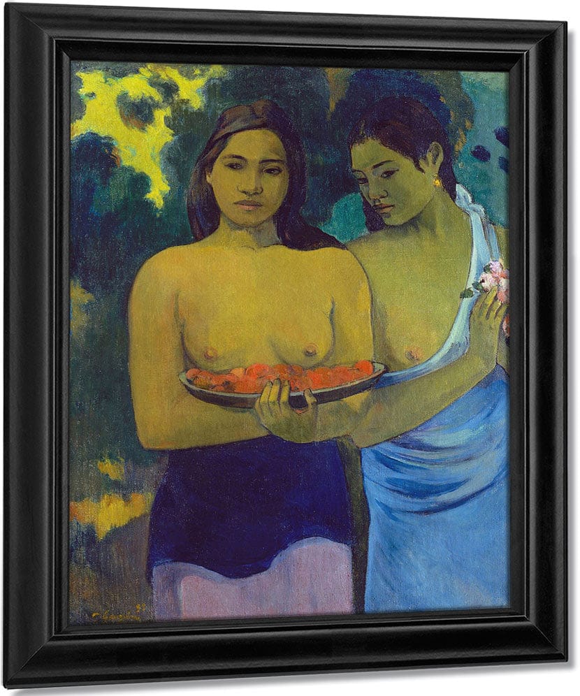 Two Tahitian Women By Eugene Henri Paul Gauguin Fine Art Print
