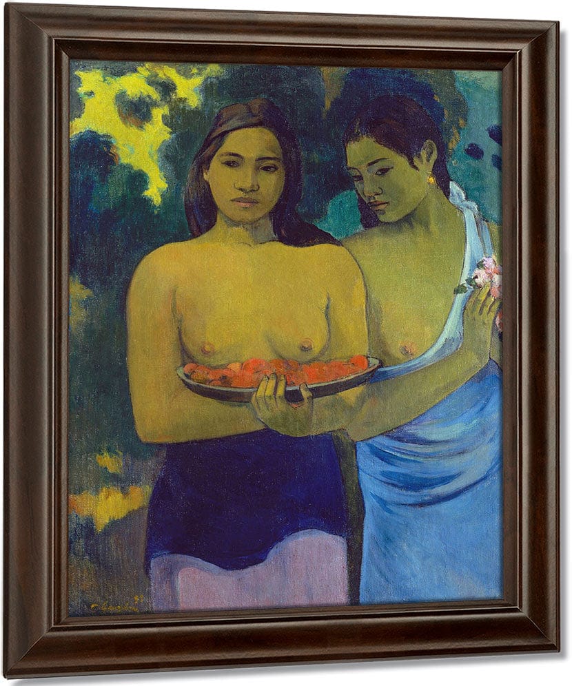 Two Tahitian Women By Eugene Henri Paul Gauguin Fine Art Print