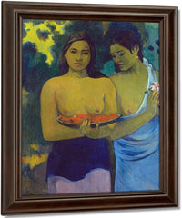 Two Tahitian Women By Eugene Henri Paul Gauguin Fine Art Print