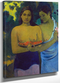 Two Tahitian Women By Eugene Henri Paul Gauguin Fine Art Print