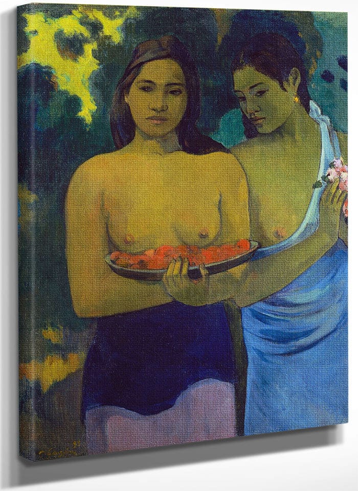 Two Tahitian Women By Eugene Henri Paul Gauguin Fine Art Print