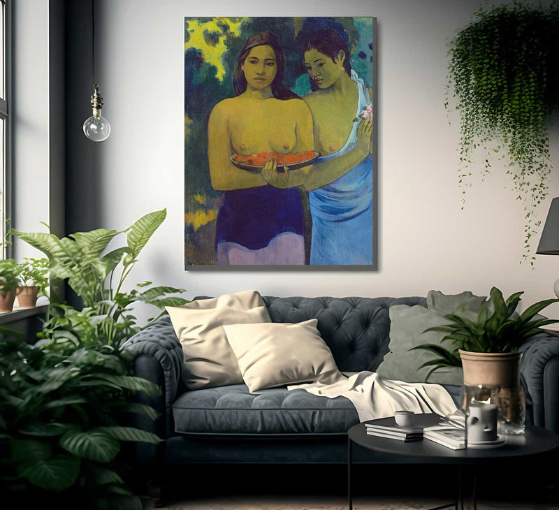 Two Tahitian Women By Eugene Henri Paul Gauguin Fine Art Print
