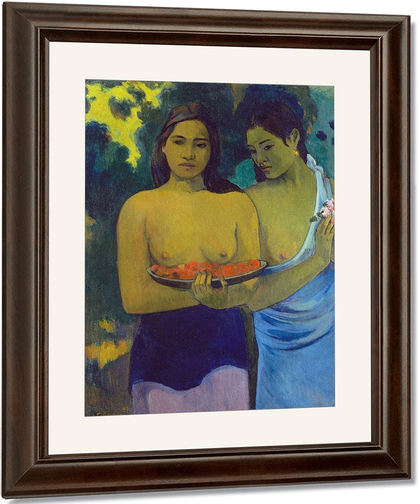 Two Tahitian Women By Eugene Henri Paul Gauguin Fine Art Print