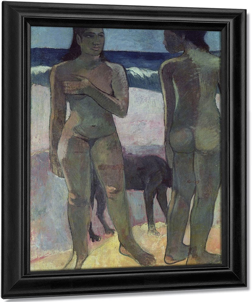 Two Tahitian Women On The Beach By Eugene Henri Paul Gauguin Fine Art Print