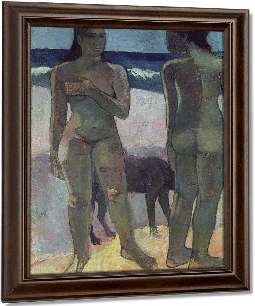 Two Tahitian Women On The Beach By Eugene Henri Paul Gauguin Fine Art Print