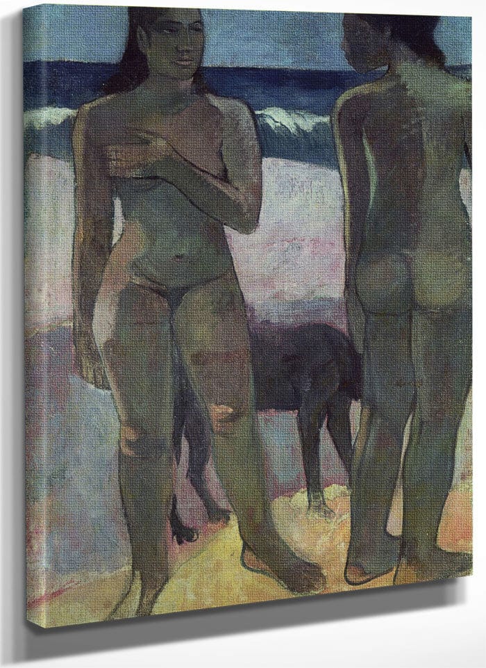 Two Tahitian Women On The Beach By Eugene Henri Paul Gauguin Fine Art Print