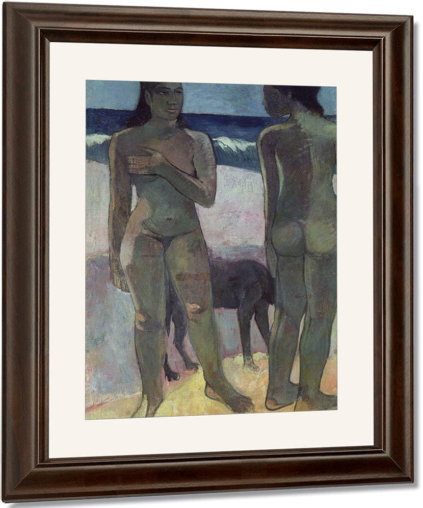 Two Tahitian Women On The Beach By Eugene Henri Paul Gauguin Fine Art Print
