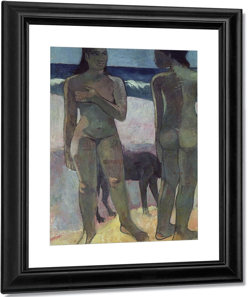 Two Tahitian Women On The Beach By Eugene Henri Paul Gauguin Fine Art Print
