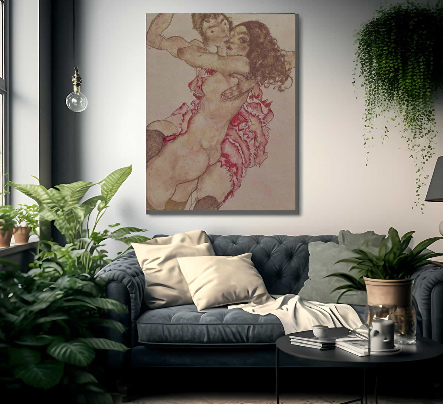 Two Women Embracing By Egon Schiele Fine Art Print