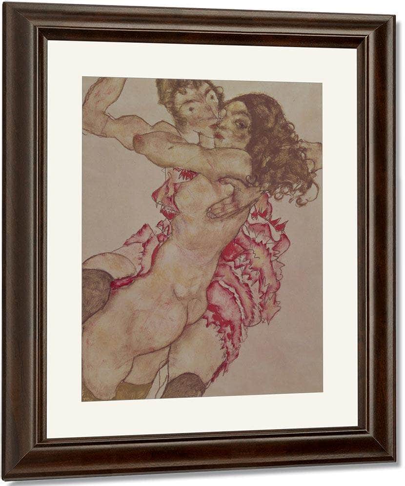 Two Women Embracing By Egon Schiele Fine Art Print