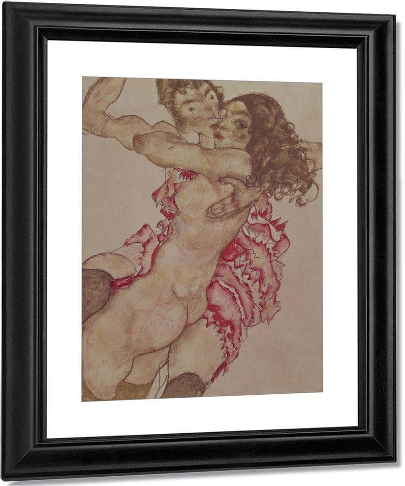Two Women Embracing By Egon Schiele Fine Art Print