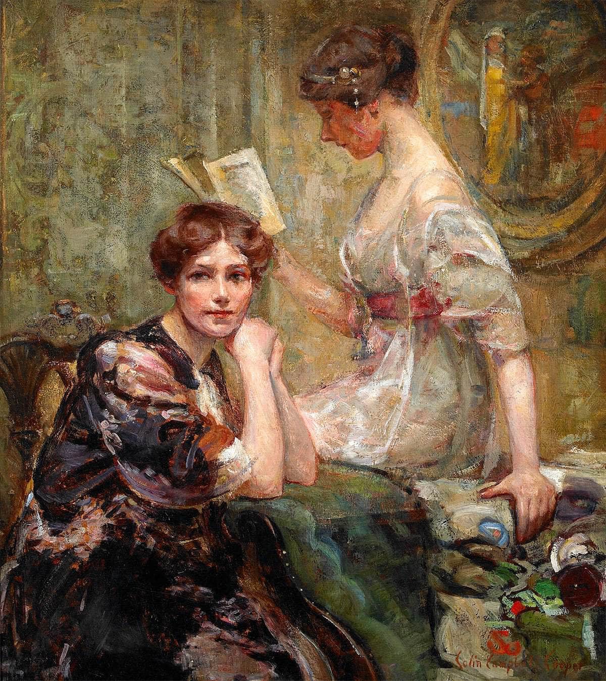 Two Women (In An Interior) by Colin Campbell Cooper Canvas Art. Fine Art Print