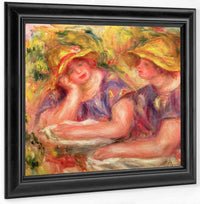 Two Women In Blue Blouses By Pierre Auguste Renoir Fine Art Print