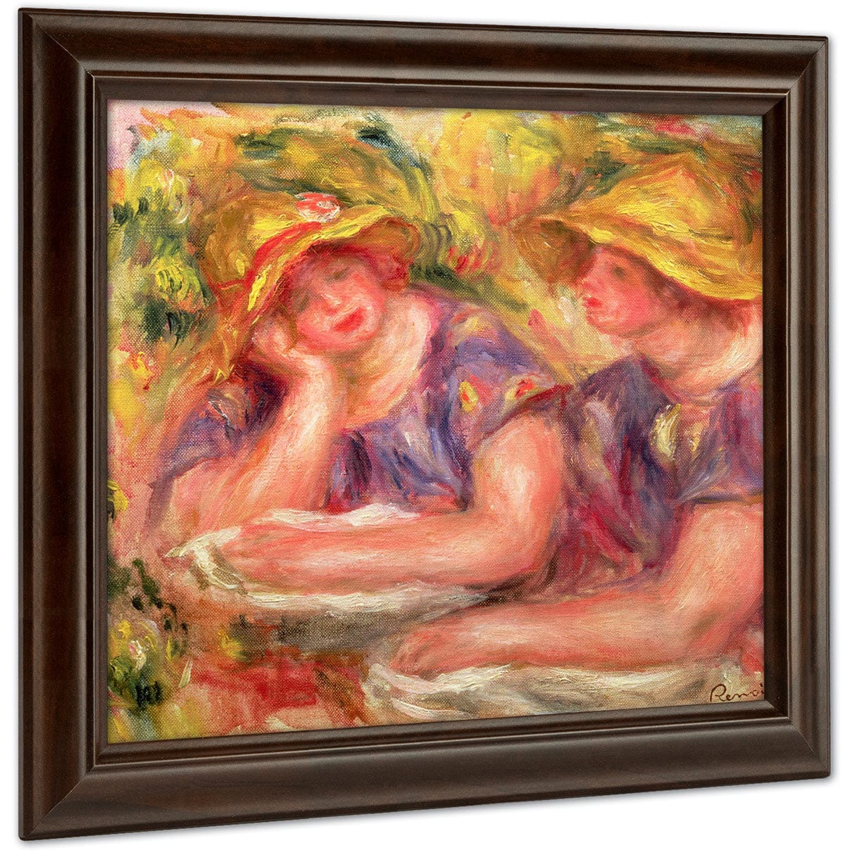 Two Women In Blue Blouses By Pierre Auguste Renoir Fine Art Print