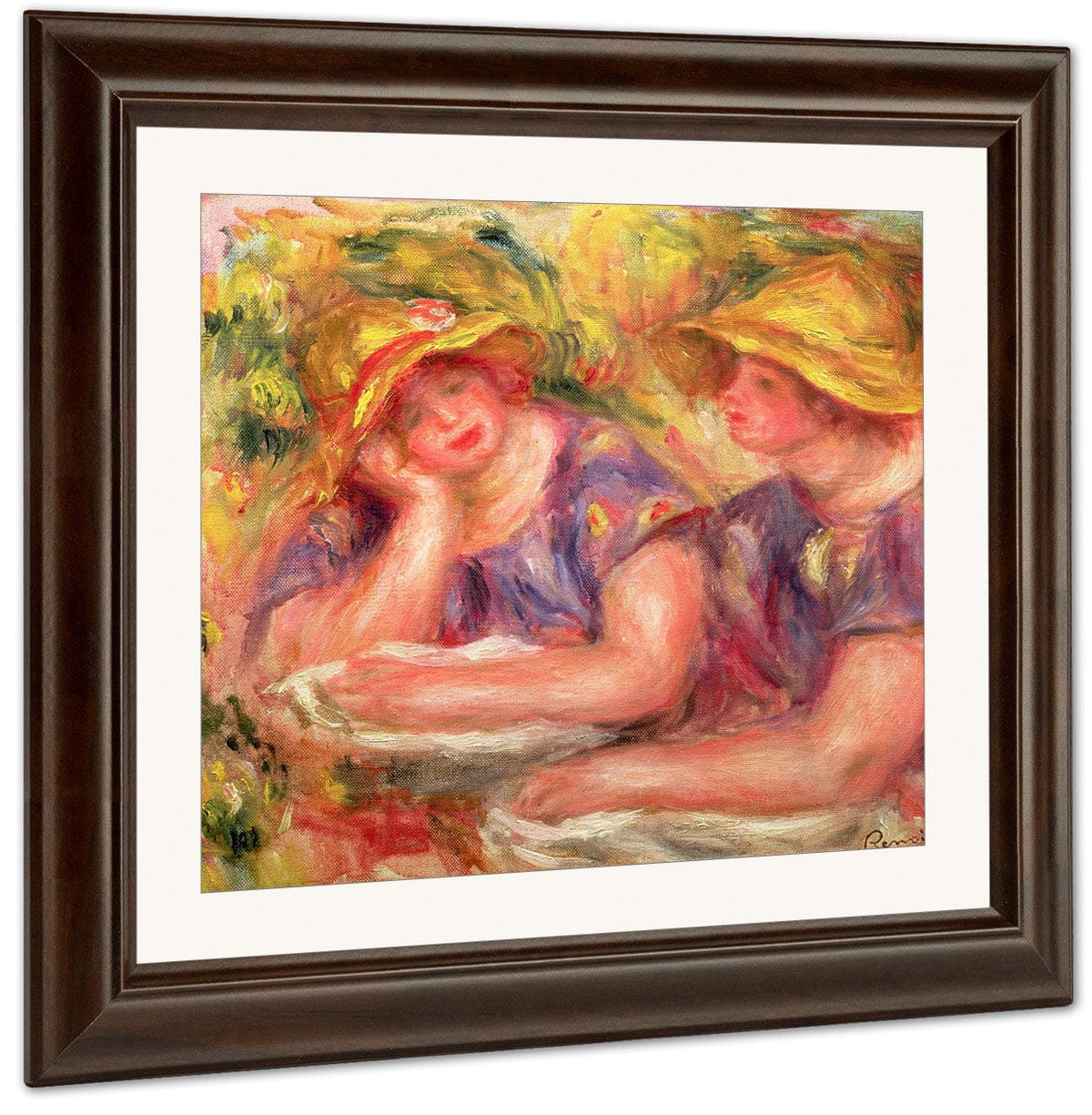 Two Women In Blue Blouses By Pierre Auguste Renoir Fine Art Print