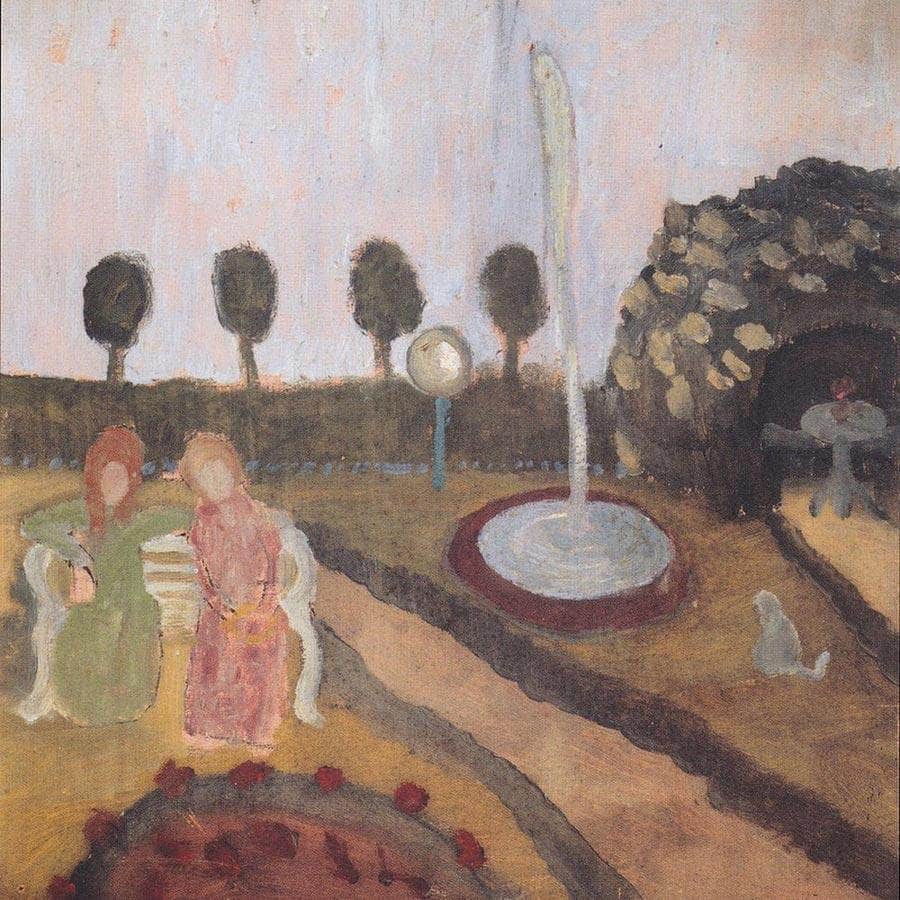 Two Women In The Garden With A Fountain By Paula Modersohn Becker Fine Art Print