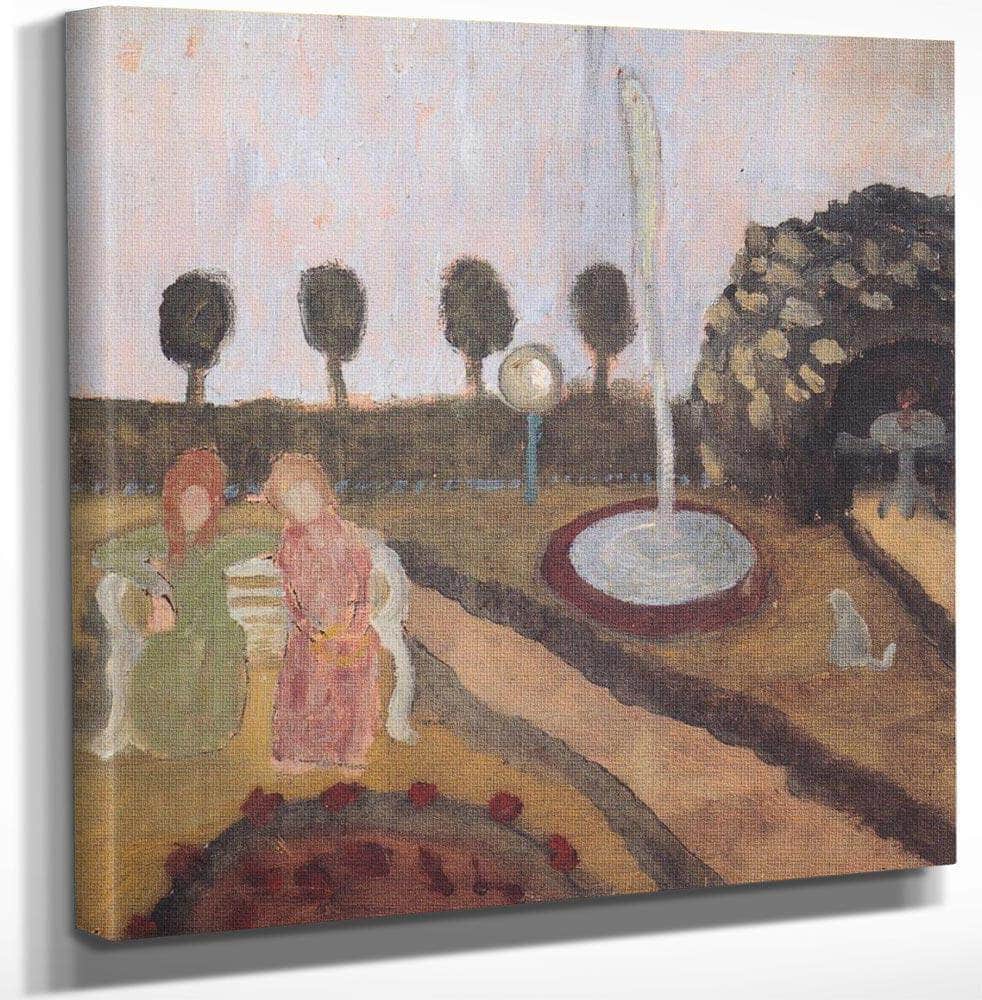 Two Women In The Garden With A Fountain By Paula Modersohn Becker Fine Art Print