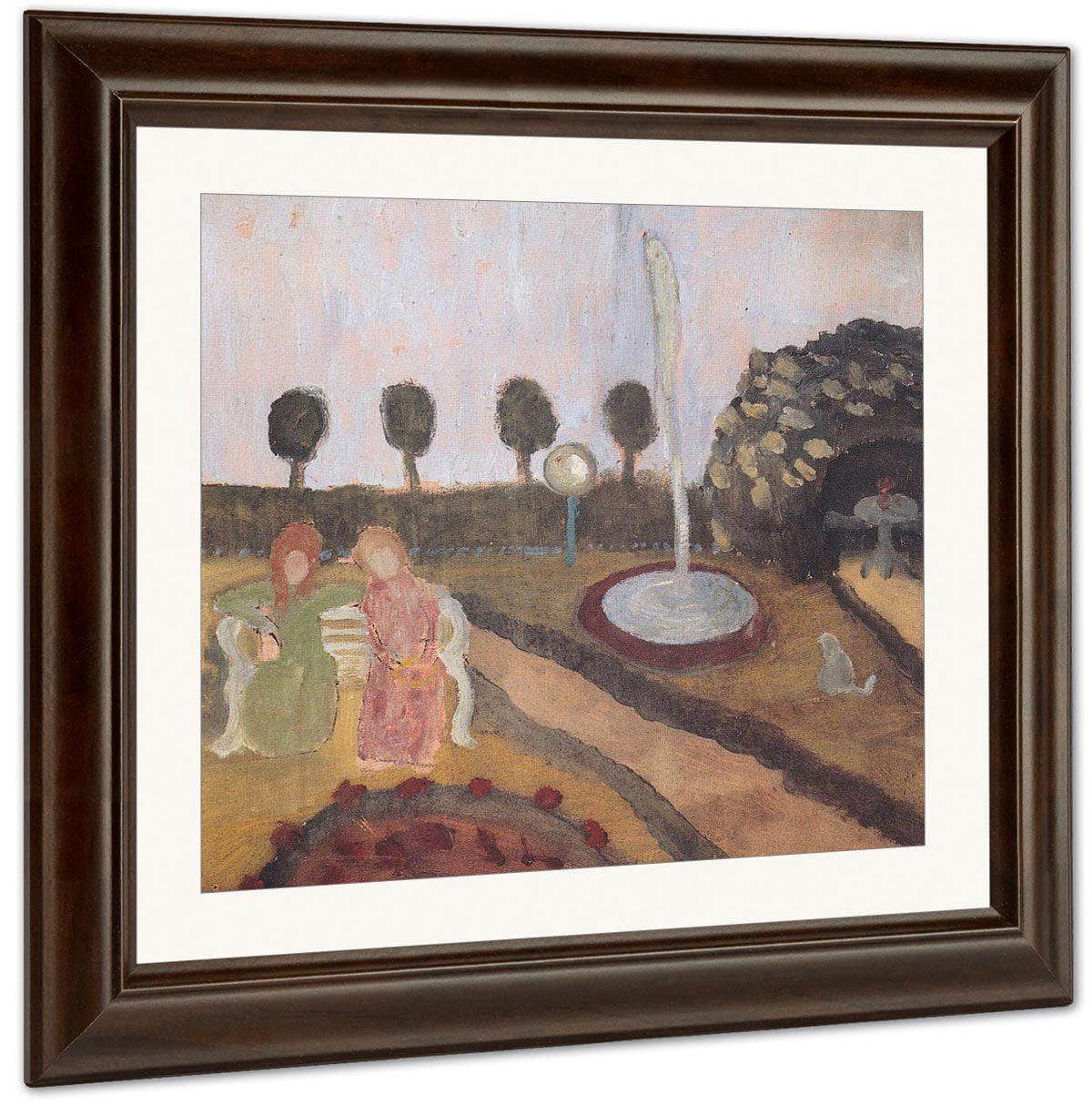Two Women In The Garden With A Fountain By Paula Modersohn Becker Fine Art Print