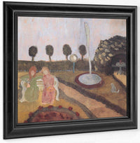 Two Women In The Garden With A Fountain By Paula Modersohn Becker Fine Art Print