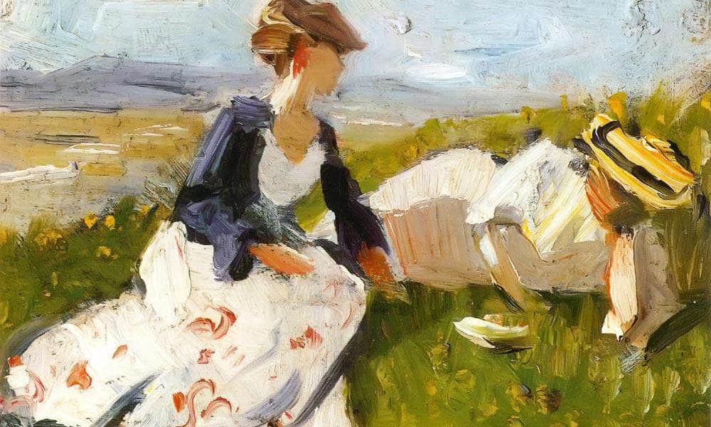 Two Women On The Hillside By Franz Marc Fine Art Print