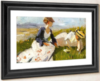 Two Women On The Hillside By Franz Marc Fine Art Print