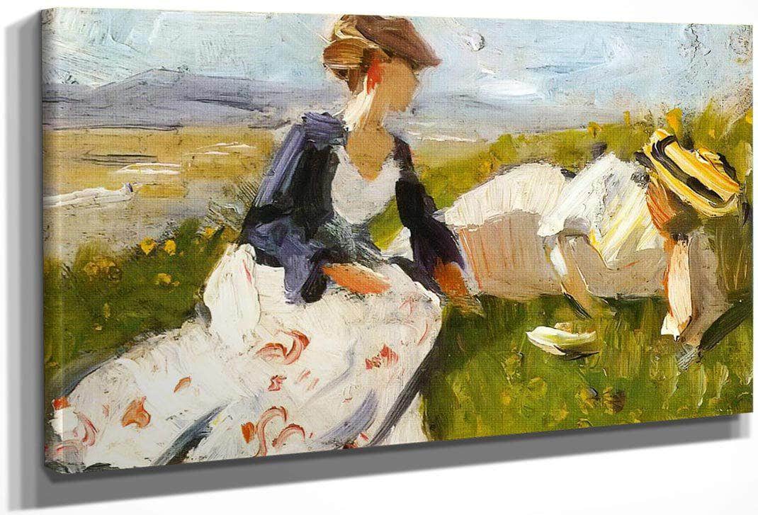 Two Women On The Hillside By Franz Marc Fine Art Print