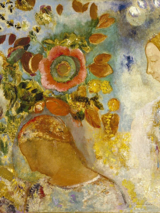 Two Young Girls Among Flowers, 1912 By Odilon Redon Fine Art Print