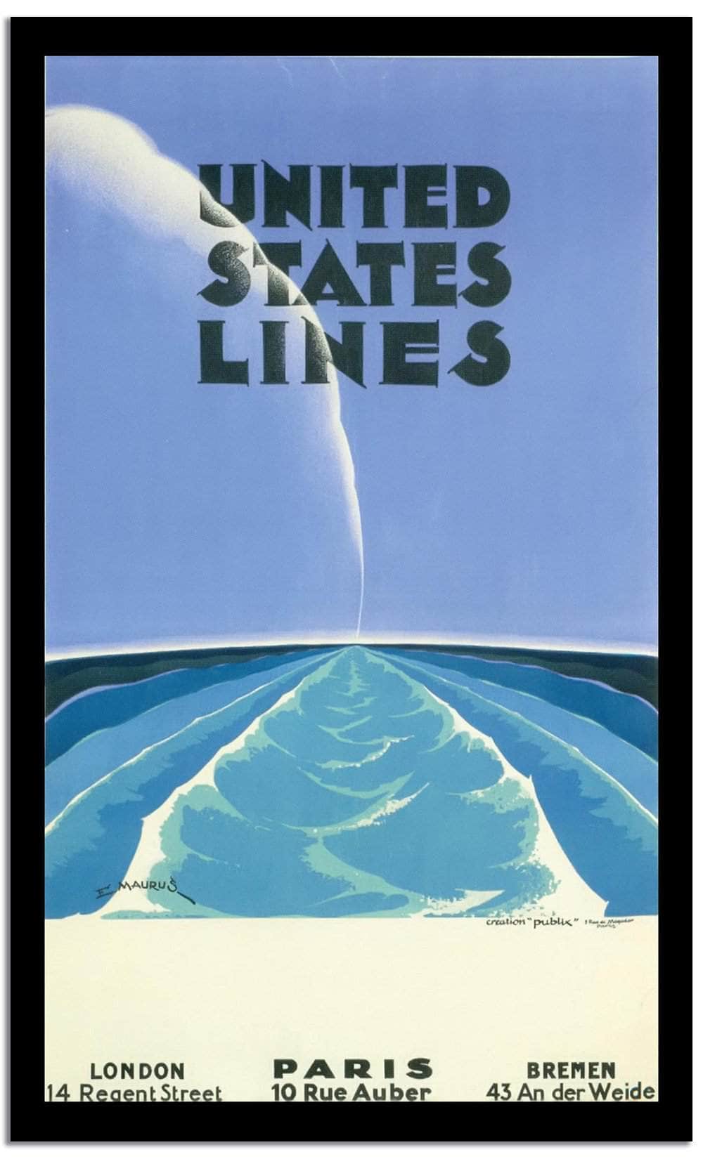 United States Lines Vintage Poster Fine Art Print