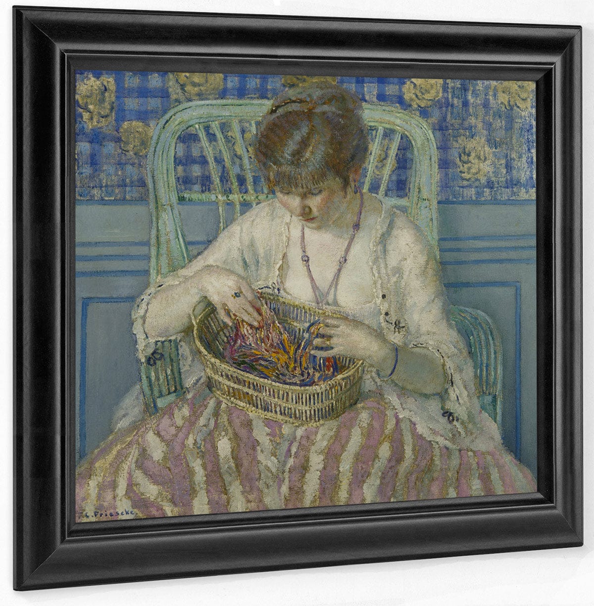 Unraveling Silk By Frederick Carl Frieseke Fine Art Print