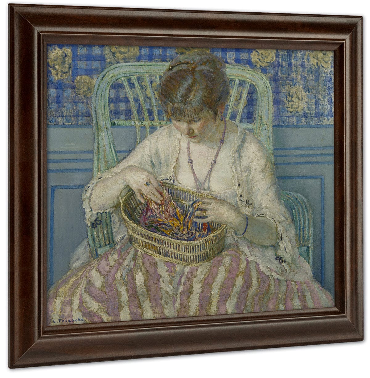 Unraveling Silk By Frederick Carl Frieseke Fine Art Print