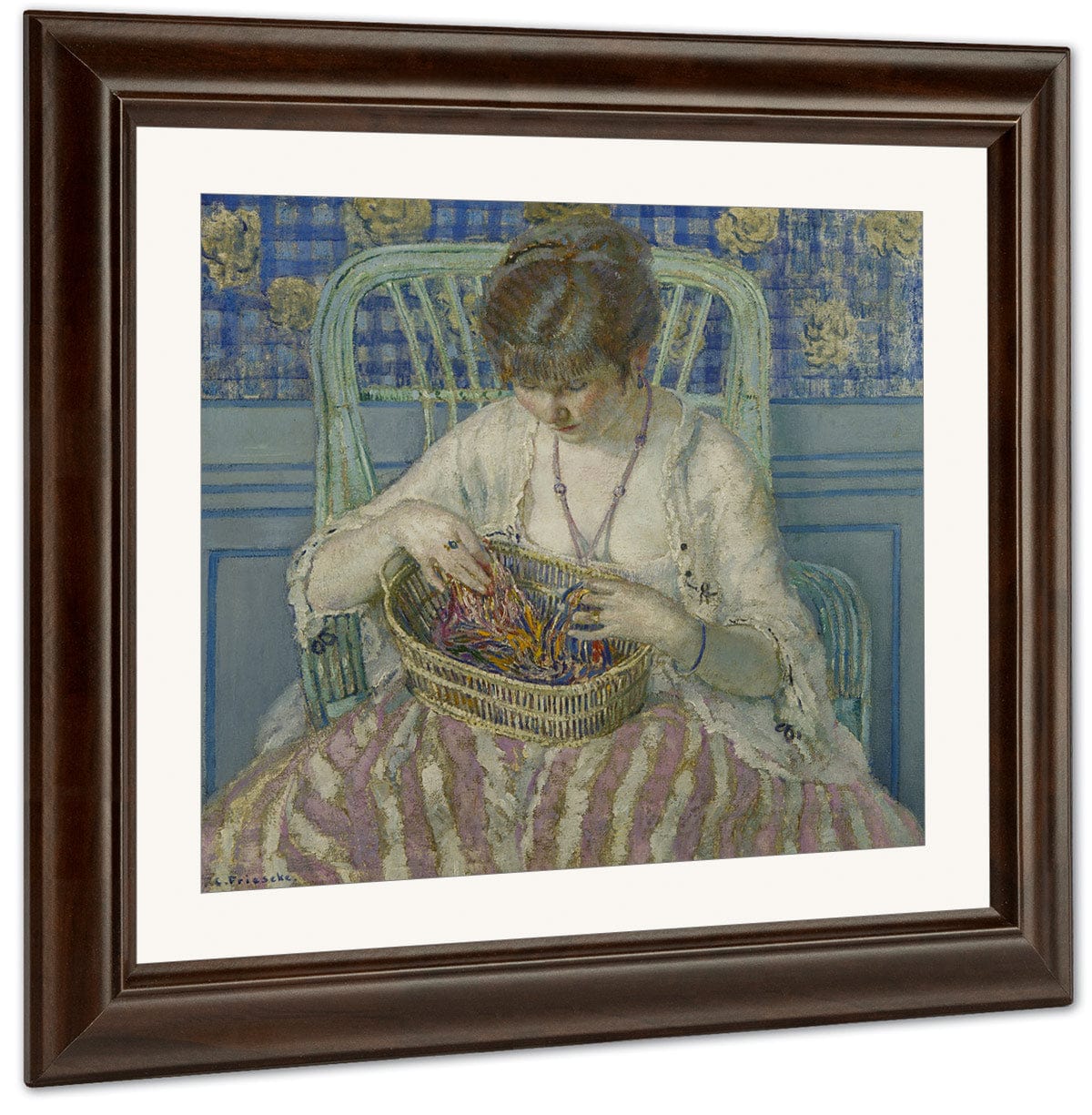 Unraveling Silk By Frederick Carl Frieseke Fine Art Print