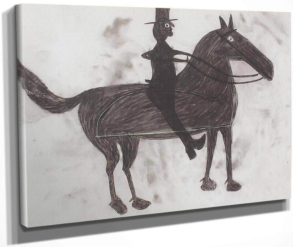 Untitled Horse And A Rider By Bill Traylor Fine Art Print
