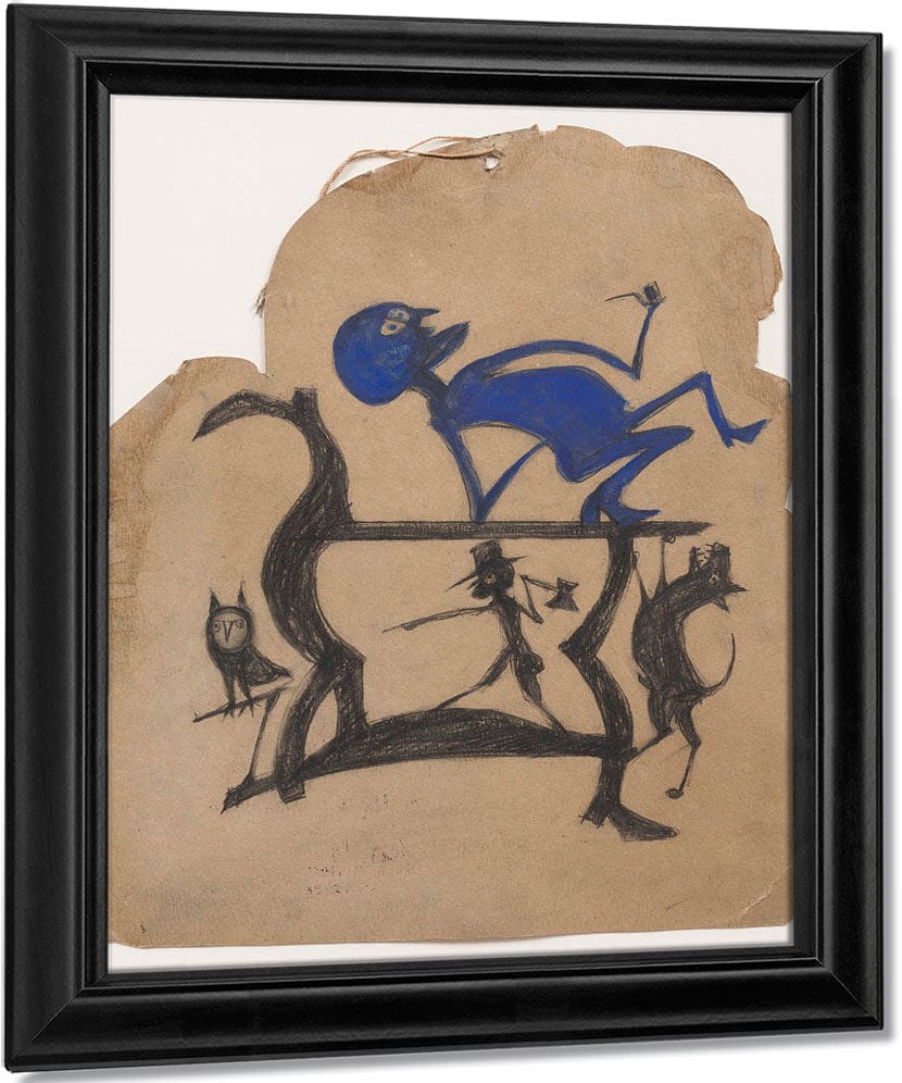 Untitled (Legs Construction With Blue Man), By Bill Traylor Fine Art Print