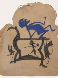 Untitled (Legs Construction With Blue Man), By Bill Traylor Fine Art Print